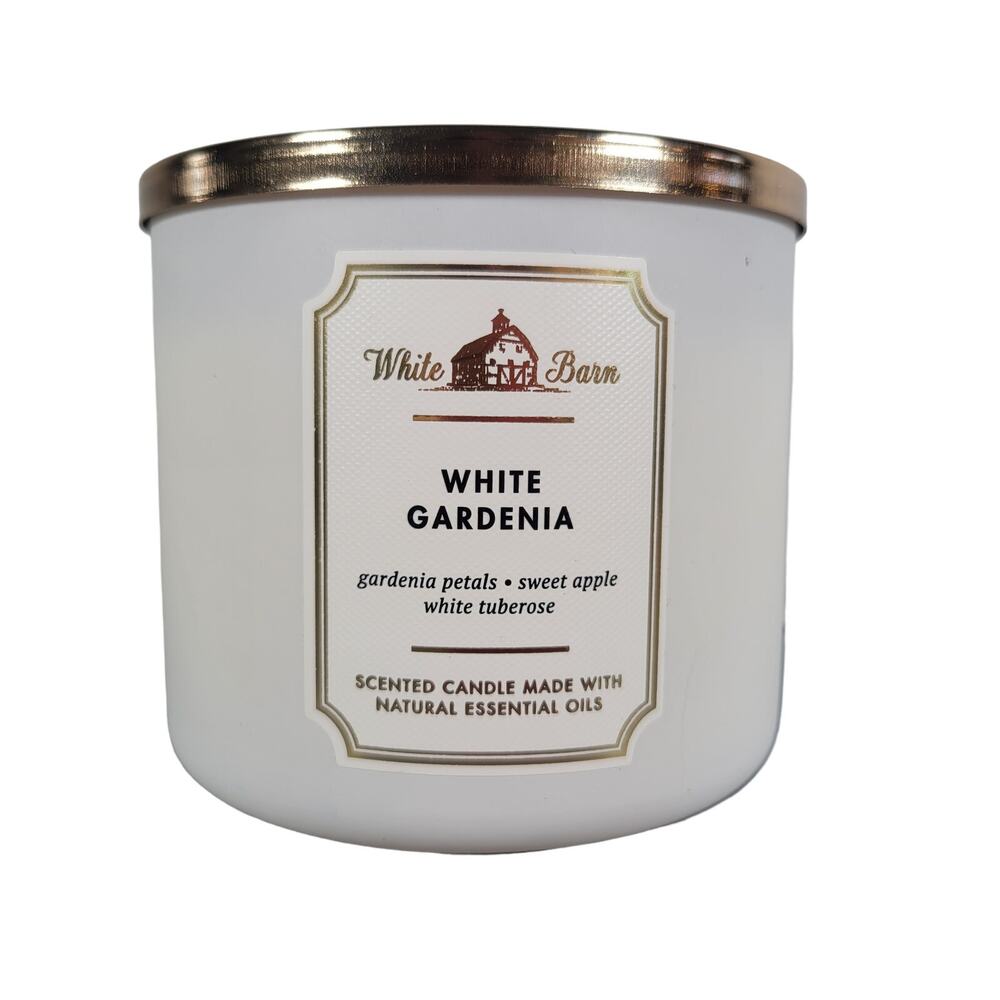 White Barn White Gardenia 14.5 oz 3-Wick Scented Candle Essential Oils Limited